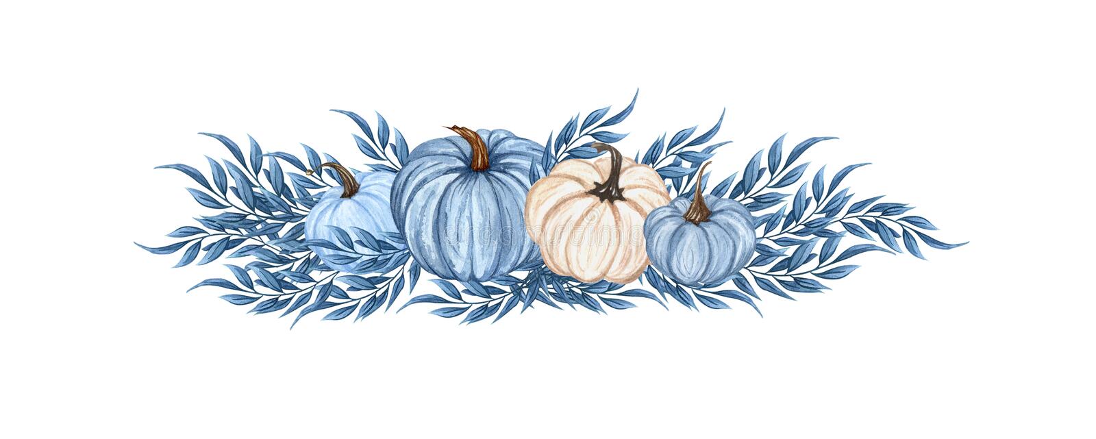 watercolor-blue-pumpkin-composition-floral-pumpkins-halloween-clip-art-autumn-design-elements-fall-arrangement-harvest-isolated-222557058